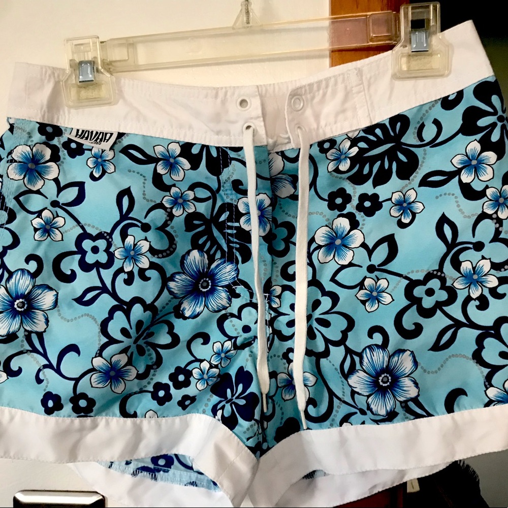 Blue and White Floral Board Shorts